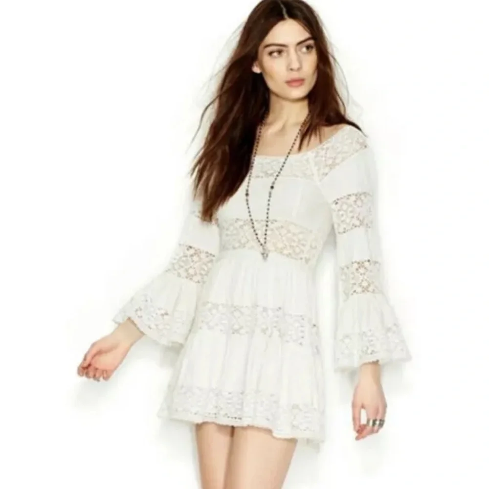 Free People Bohemian Boho Cream Dress NWT - Picture 1 of 5